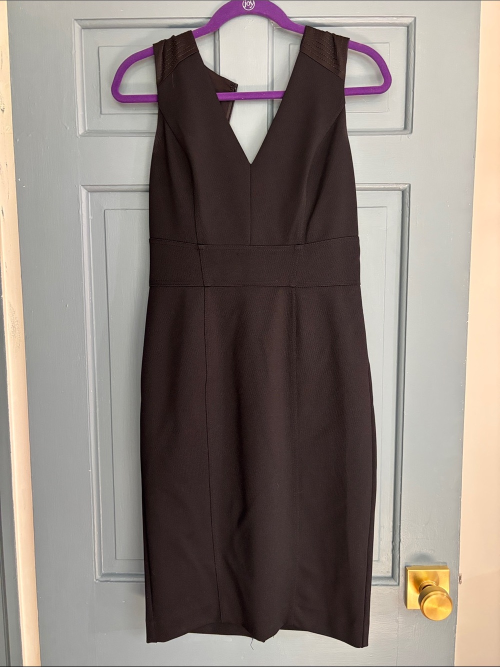 White House Black Market Black V-Neck Midi Sheath Dress